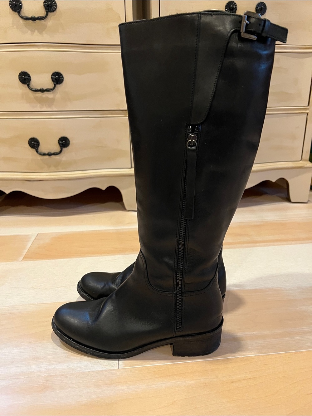 Black Leather Riding Boots Made in Italy